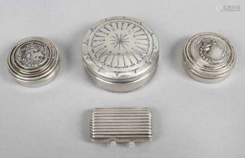 A Portuguese circular box and a small reeded oblong box,