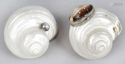 Two shell boxes with unmarked metal bases,