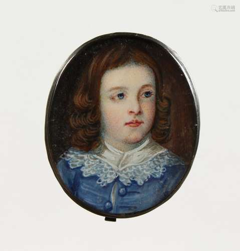 ENGLISH SCHOOL (18TH CENTURY) Portrait of a young boy, head and shoulders with long hair, lace