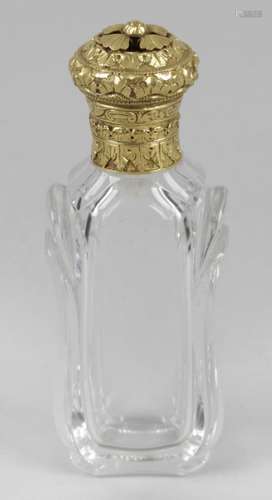 A French gold mounted and glass scent bottle,