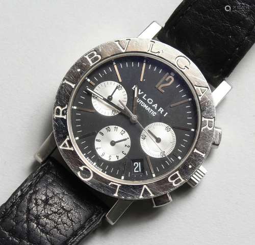 A GENTLEMAN'S BULGARI AUTOMATIC TRIPLE DIAL WRISTWATCH, with leather strap, No. BB 38 SL CH L7877,