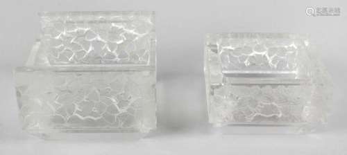 An unusual Lalique glass box of rectangular shaped form,