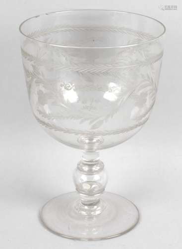 An impressive late Victorian clear glass vase of goblet form,