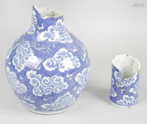 A 19th century Chinese porcelain blue and white bottle vase,