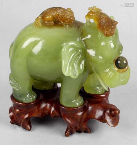 A carved bornite study of an elephant,