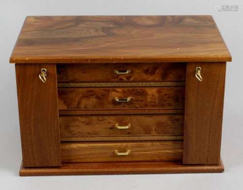 An Italian stained wooden jewellery box,