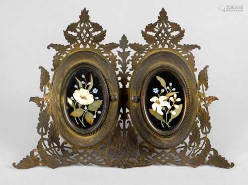 A 19th century gilt metal easel-style frame,