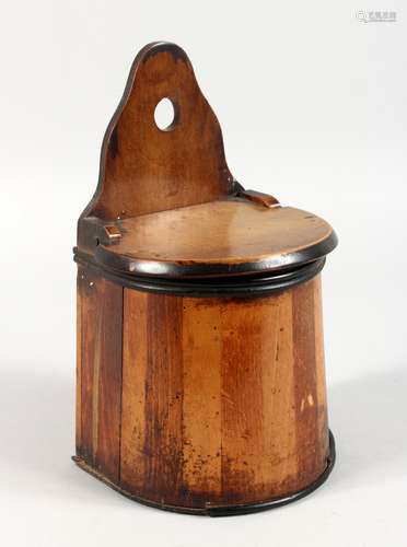 A DUTCH HANGING SALT BOX, with ladle.