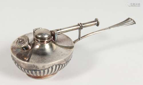 A CONTINENTAL SILVER SPIRIT BURNER, with tapering handle, stamped 0800.