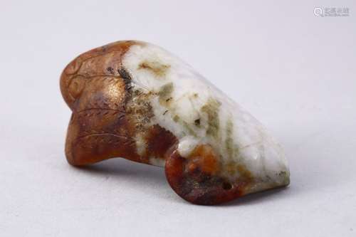 A GOOD CHINESE CARVED JADE ARCHAIC RAM PENDANT, 6cm.