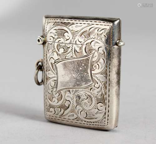 AN ENGRAVED SILVER VESTA CASE. Birmingham 1926.