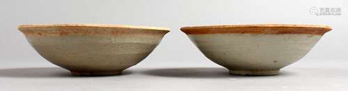 TWO CHINESE GLAZED TERRACOTTA BOWLS.