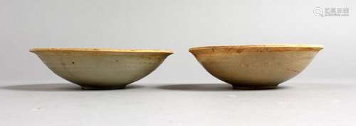 TWO CHINESE GLAZED TERRACOTTA BOWLS.