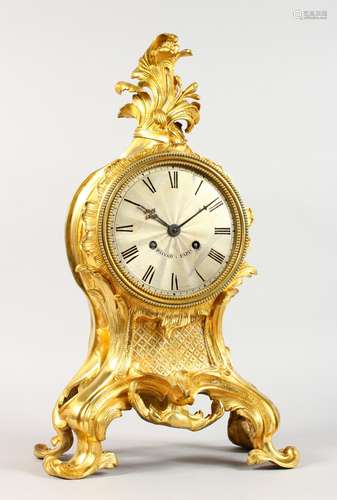 A VERY GOOD 19TH CENTURY FRENCH ORMOLU CASED CLOCK by RAINGO A. PARIS, eight-day movement,