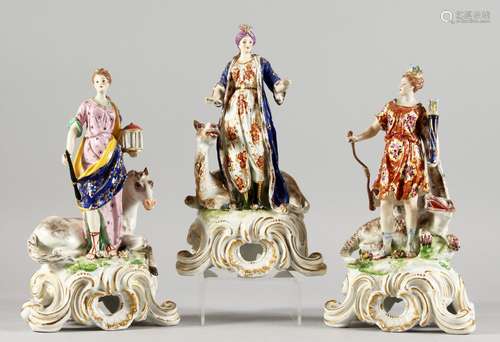 THREE SUPERB DERBY CIRCA. 1790 PORCELAIN GROUPS, EUROPE, ASIA AND AFRICA, three classical female