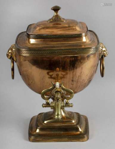 A 19th century copper samovar with brass fittings and tap,