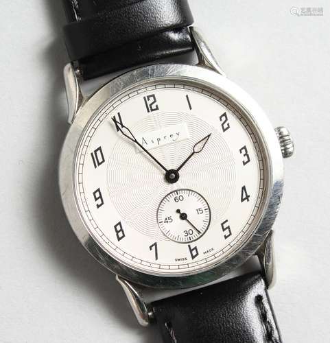 A CONTINENTAL ASPREY WRISTWATCH, with leather strap, stainless steel No. 91-700 102.