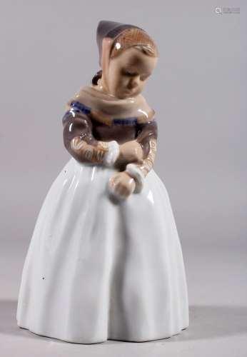 A COPENHAGEN PORCELAIN GROUP OF A YOUNG GIRL in Dutch costume. Pattern 1251. 8ins long.