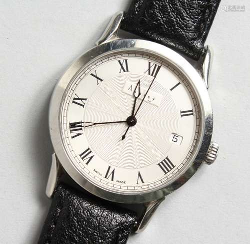 A CONTINENTAL ASPREY WRISTWATCH, with leather strap, stainless steel No. 99-700 039.