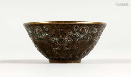 A SMALL CHINESE BRONZE CIRCULAR CENSER. 2.5ins.