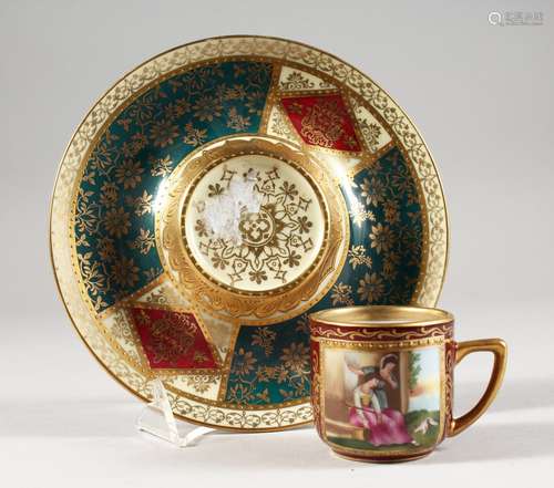 A VIENNA DESIGN CUP AND SAUCER.