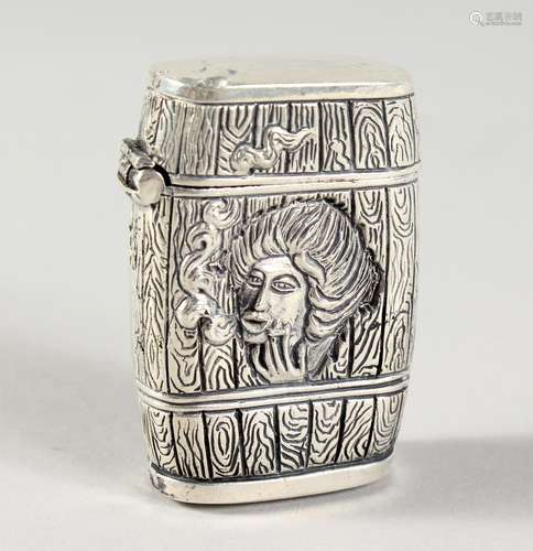 A NOVELTY SILVER-PLATE BARREL VESTA.