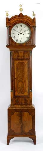 A 19th century mahogany eight-day silvered dial longcase clock marked Evill,