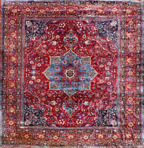 A machine woven wool work carpet,