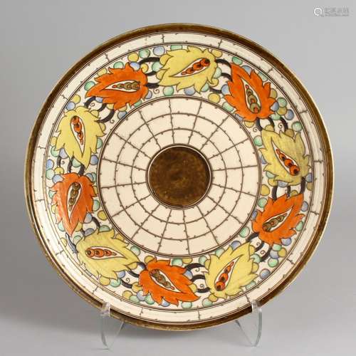 CHARLOTTE RHEAD FOR CROWN DUCAL, a large slip decorated charger, Pattern No. 5623, 