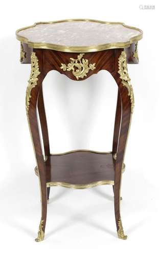 A French rouge marble topped side table,