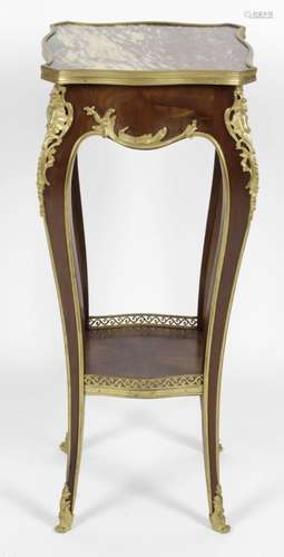 A late 19th century French rouge marble topped torcheré,