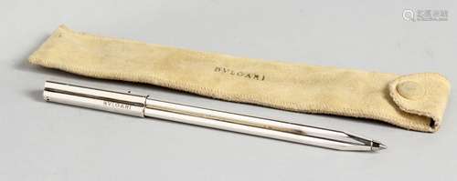 A BULGARI CHROME PEN in a pouch.