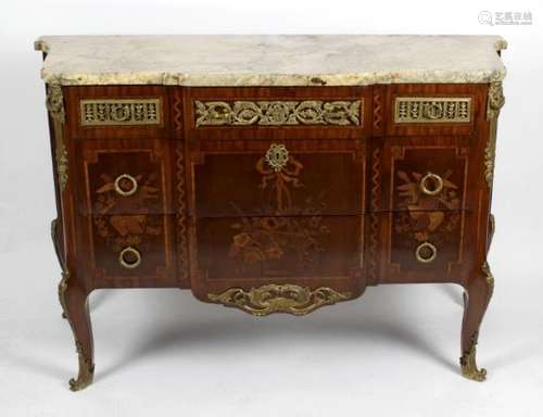 A marquetry and gilt metal mounted chest,