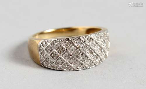 A 9CT GOLD AND DIAMOND WEDDING RING.