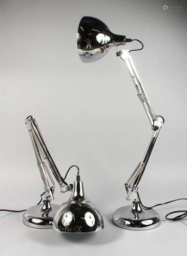 A PAIR OF LARGE CHROME ANGLEPOISE LAMPS.