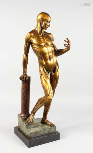 FRANZ VON STUCK A bronze figure of a flayed man, possibly Saint Bartholomew. 67.5cm high including