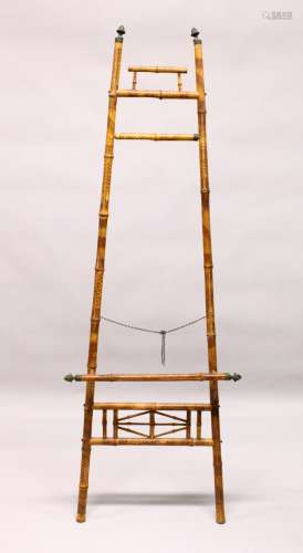 A LATE 19TH CENTURY BAMBOO EASEL. 5ft 8ins high.