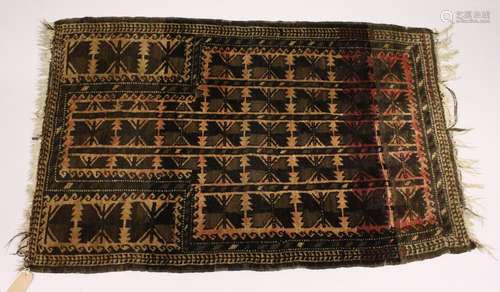 A PERSIAN AFGHAN RUG, EARLY 20TH CENTURY, beige ground with allover stylised designs. 4ft 5ins x 2ft