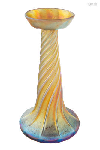 A TIFFANY STUDIOS FAVRILE GLASS CANDLESTICK, CIRCA 1910