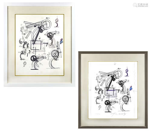 A PAIR OF WORKS ON PAPER BY JEAN TINGUELY (SWISS 1925-1991)