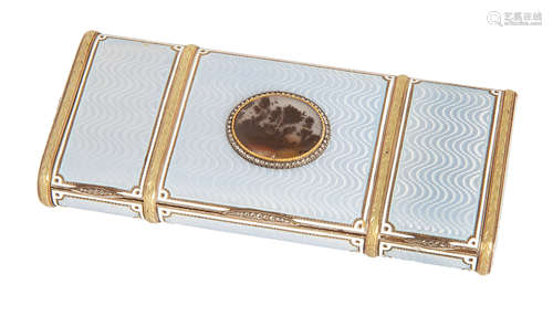 A RUSSIAN GOLD, GILT SILVER AND GUILLOCHE ENAMEL NECESSAIRE, SUMIN, 3RD ARTEL, ST. PETERSBURG, 1908-