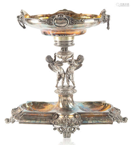 A GERMAN SILVER SERVING TRAY, LATE 19TH CENTURY