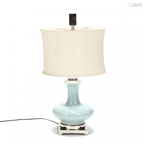 Contemporary Celadon Crackle Glaze Table Lamp