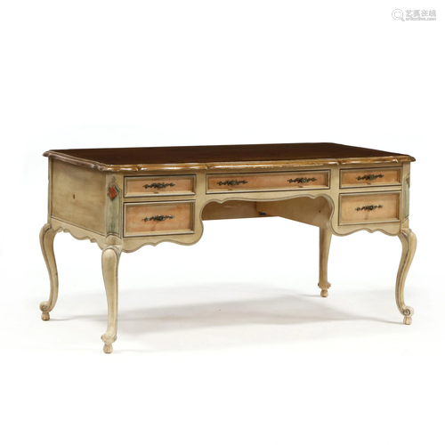 French Provincial Style Paint Decorated Executive Desk