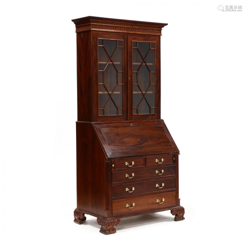 Chippendale Style Mahogany Secretary Bookcase