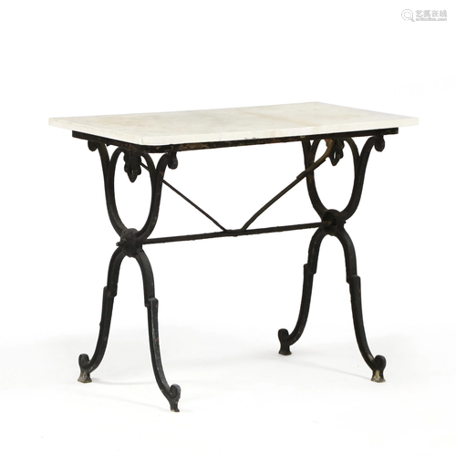 Antique Marble Top and Iron Table