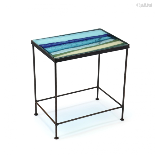 Sally Coyle (NC), Art Glass & Iron Side Table