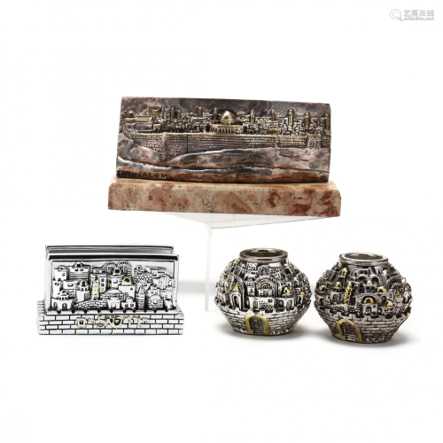 Four Silver-Clad Judaic Accessories