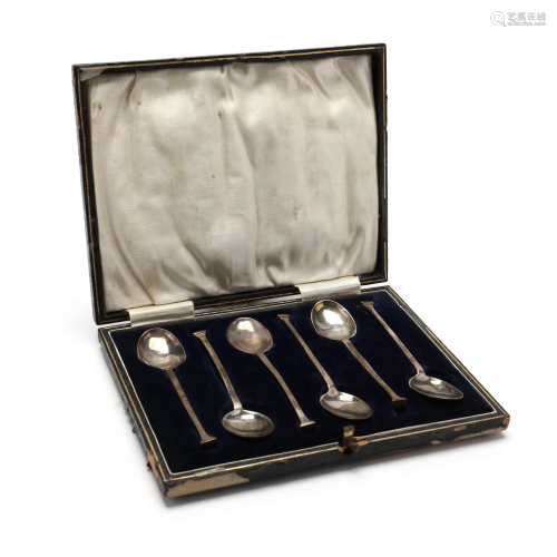 Set of Six English Sterling Silver Demitasse Spoons