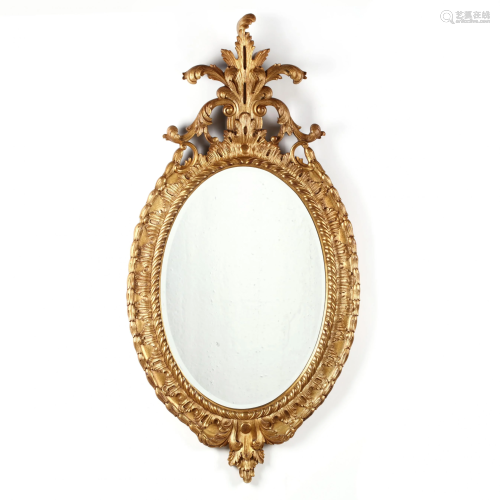 Italianate Carved and Gilt Oval Mirror